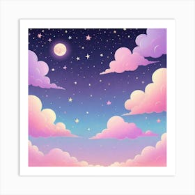 Sky With Twinkling Stars In Pastel Colors Square Composition 301 Art Print