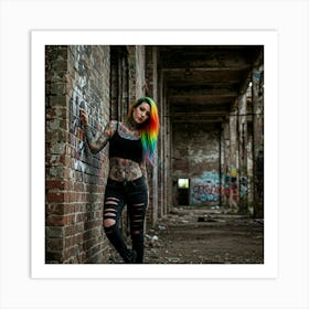 A Canvas of Strength & Grace Rainbow Haired Girl Art Print