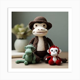 Amigurumi, crocodile and monkey 4 Art Print