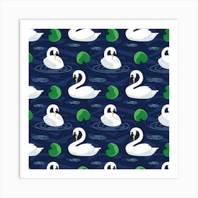 Swan Pattern Elegant Design Art Print