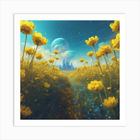 Field Of Yellow Flowers 31 Art Print