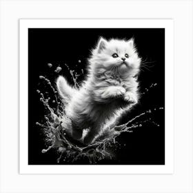 Cat Splashing Water Art Print