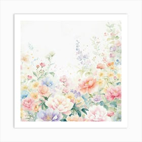 Watercolor Flowers Background 3 Art Print