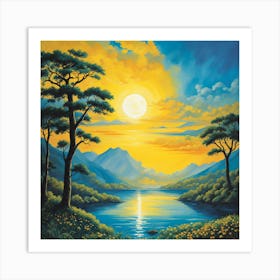 Sunset Over Lake 2 Art Print