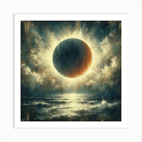 Eclipse Over The Ocean Art Print