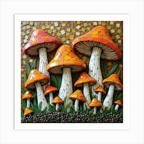 Flux Dev Vibrant Mosaic Art Depicting A Whimsical Mushroom Pat 3 Art Print