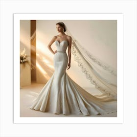 A Stunning, Floor Sweeping Wedding Gown Designed By A Renowned Fashion Designer 1 Art Print