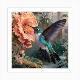 Hummingbird & Flower Art Print