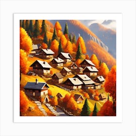 Village In Autumn Mountains (19) Art Print