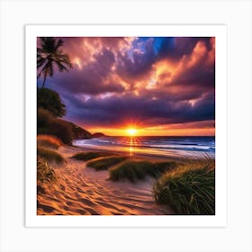 Sunset On The Beach 219 Art Print