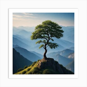 Lone Tree On Top Of Mountain 42 Art Print