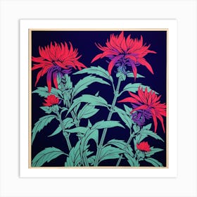 Bee Balm 2 Pop Art Illustration Square Art Print