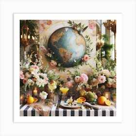 Table Setting With Flowers Art Print