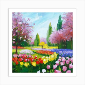 a flower garden in spring 4 Art Print