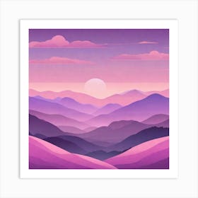 Misty mountains background in purple tone 29 Art Print