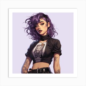 Girl With Purple Hair 1 Art Print