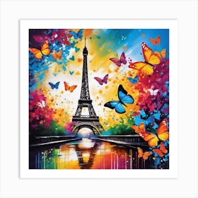 Paris With Butterflies 100 Art Print