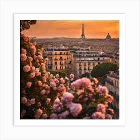 Sunset In Paris Art Print