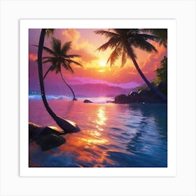 Sunset Over The Ocean 3 Art Print