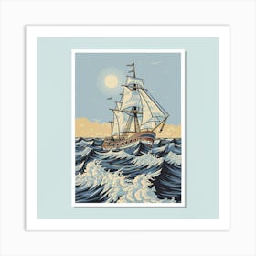 Sailing Ship In Rough Seas Art Print