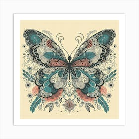 Illustration lace butterfly Art Print