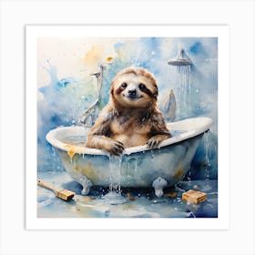 Sloth In The Bath Art Print