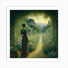 Woman In A Garden 2 Art Print