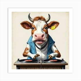 Cow Dj Art Print