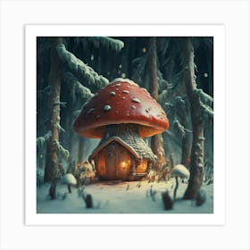 Red mushroom shaped like a hut  Art Print