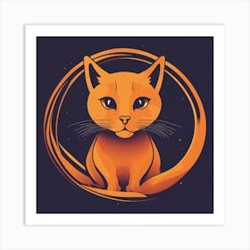 Orange Cat In A Circle Art Print