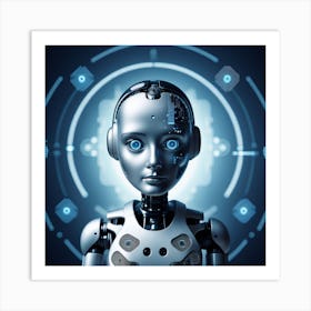 Robot With Blue Eyes 1 Art Print