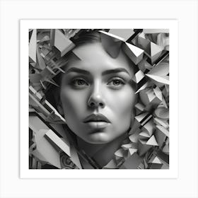 Monochrome Face Of A Young Girl 2 Art Print