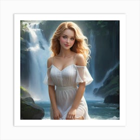 Beautiful Girl In White Dress 4 Art Print