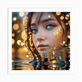 Gold Girl In Water Art Print