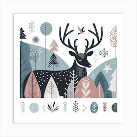 Scandinavian style, Deer 3 Art Print