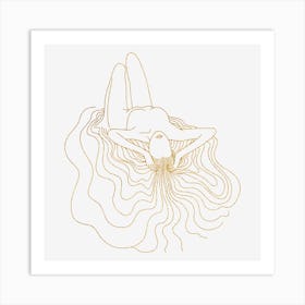 Woman Laying On Her Back Art Print