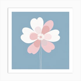 A White And Pink Flower In Minimalist Style Square Composition 3 Art Print