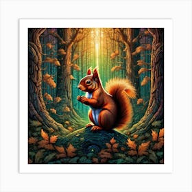 Squirrel In The Woods 39 Art Print