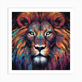 Mesmerizing Lion With Luminous Eyes On A Profound Black Background 1 Art Print