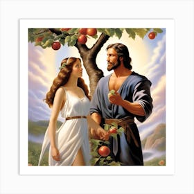 Jesus And The Apple Tree Art Print