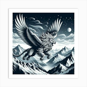 Lion In The Mountains Art Print