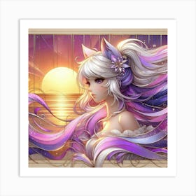 Anime Girl With Long Hair 1 Art Print