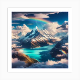 Rainbow Over Lake 1 Art Print