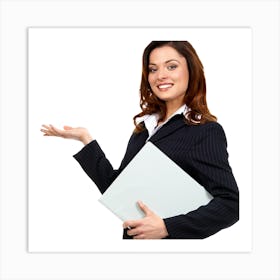 Business Woman Holding A Folder Art Print