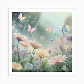 Flowers In The Rain 2 Art Print