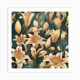 Art Deco Lilies 2 Art Print