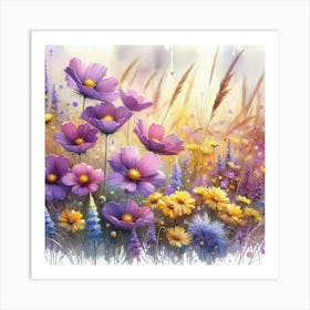 Cosmos Flowers Art Print