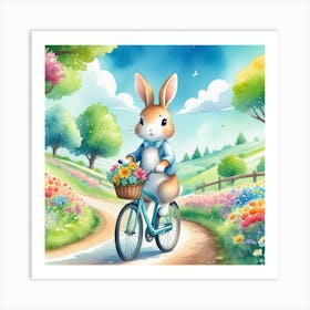 Bunny On A Bike art Art Print