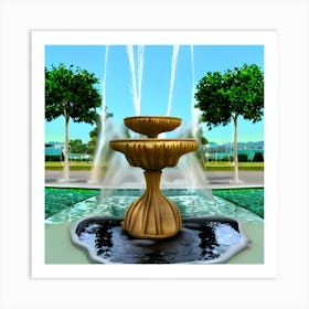 Fountain In The Park Art Print