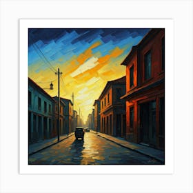 Sunset On The Street Art Print